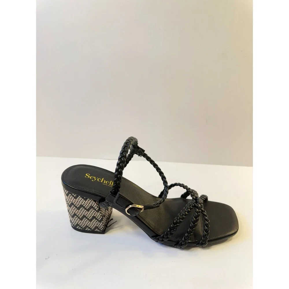 Seychelles Womens Sandals Black Leather Block Heels US 7.5